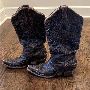 CORRAL Brown and Black Western Cowboy Boots Size 8